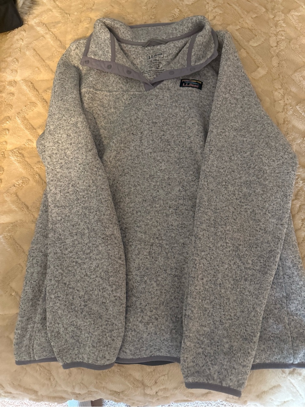 L.L. Bean Womens Gray Heather Zip-Style Snap Pullover Sweater - Picture 2 of 2